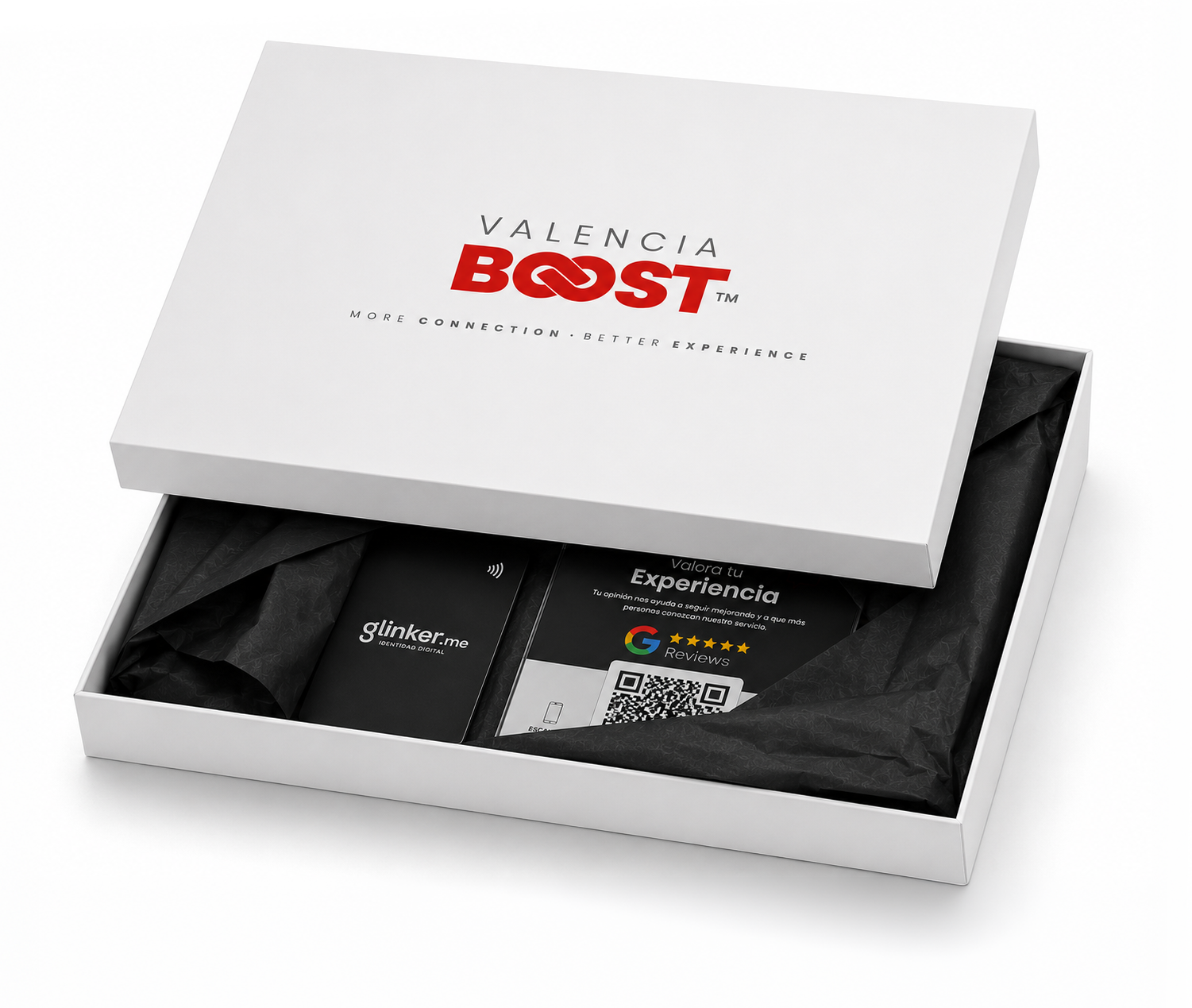 BoostKit™ de Bienvenida — BoostCard, BoostSpot y soportes inteligentes NFC y QR